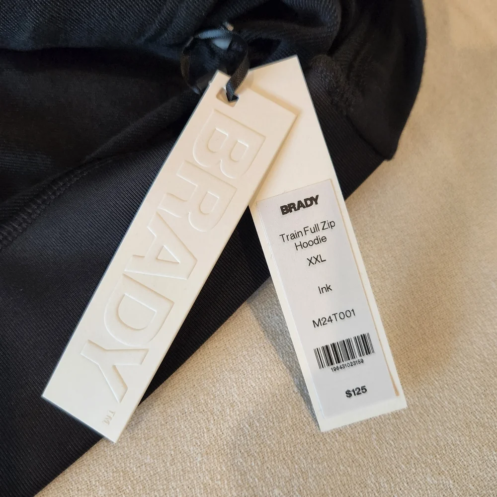 NWT Brady Brand Train Full Zip Hoodie Mens XXL Jacket Micro Modal Black